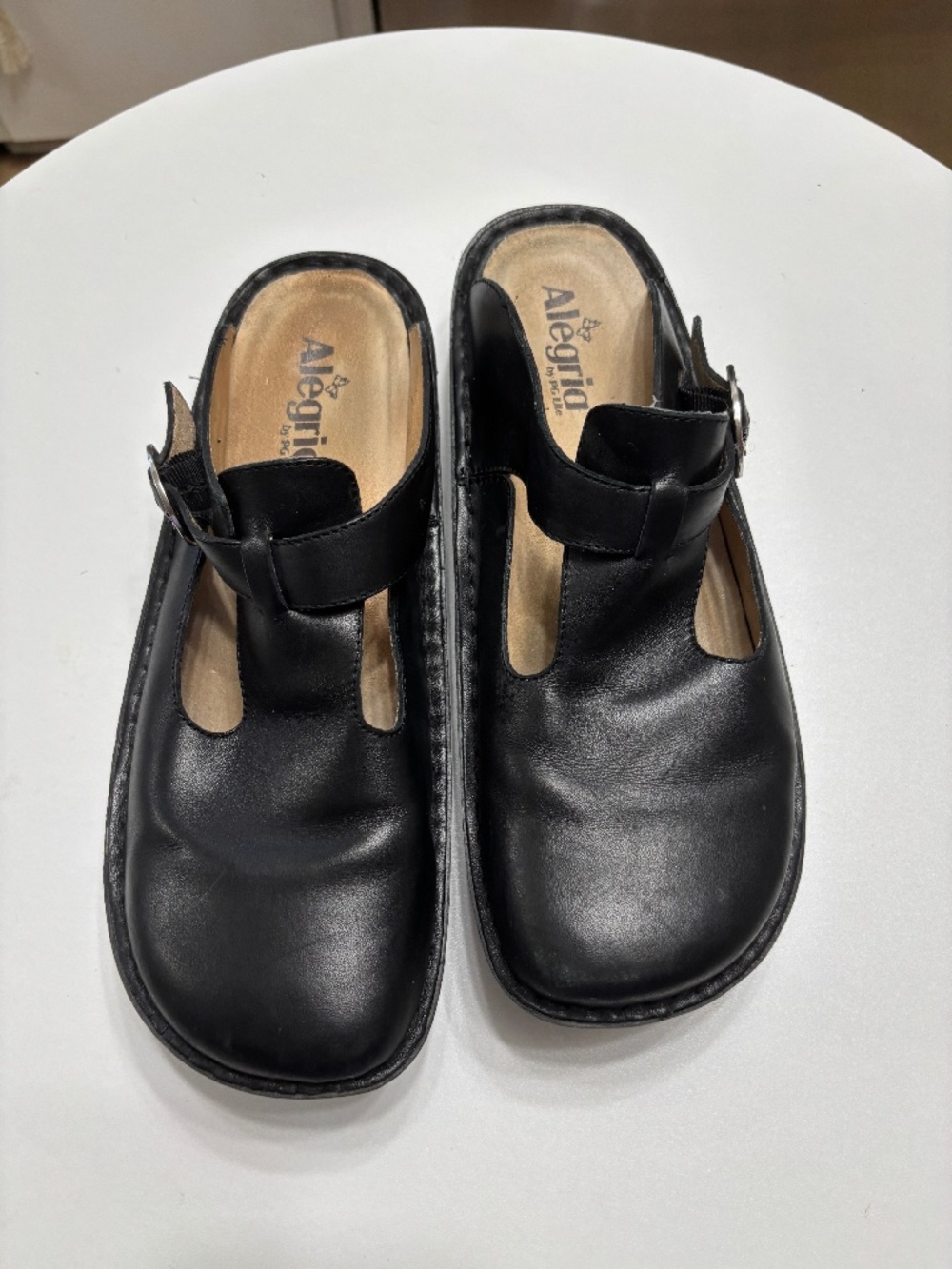 ALEGRIA Classic Black Napa Leather Buckle Clogs Size EUR 42/US 10.5-11